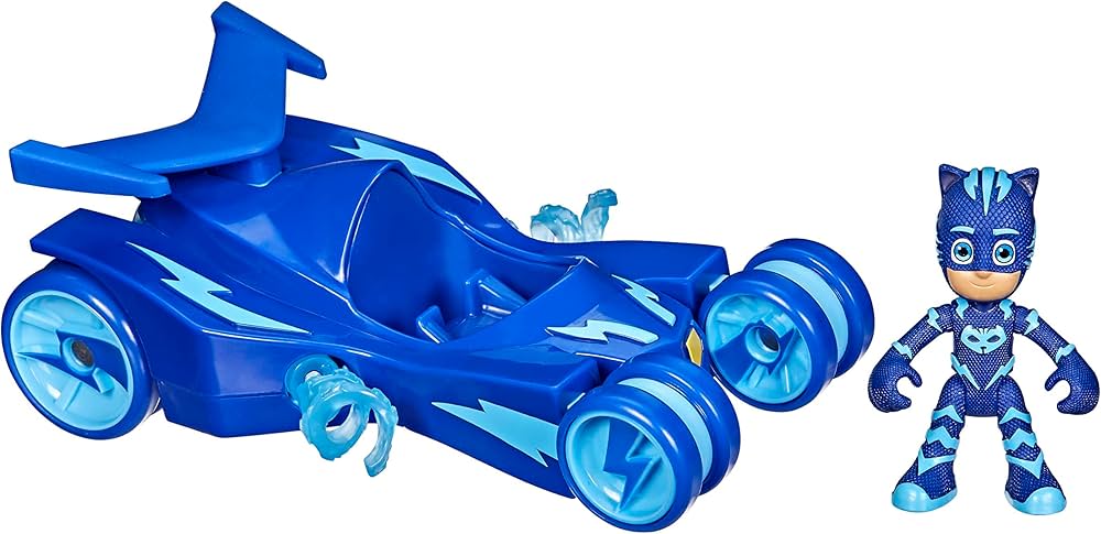 PJ Masks Catboy Deluxe Vehicle Preschool Toy, Cat-Car Toy with Spinning Super Cat Stripes and Catboy Action Figure for Kids Ages 3 and Up