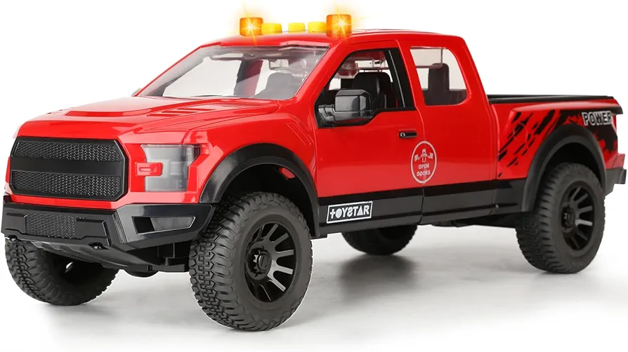 SASBSC Pickup Toy Truck Model Car for Boys Realistic Cars for Boys Ages 3 4 5 6 Year Old Boys with Sound and Light Pull Back Truck Toys, Car Toys for Boys & Girls Christmas and Birthday Gift