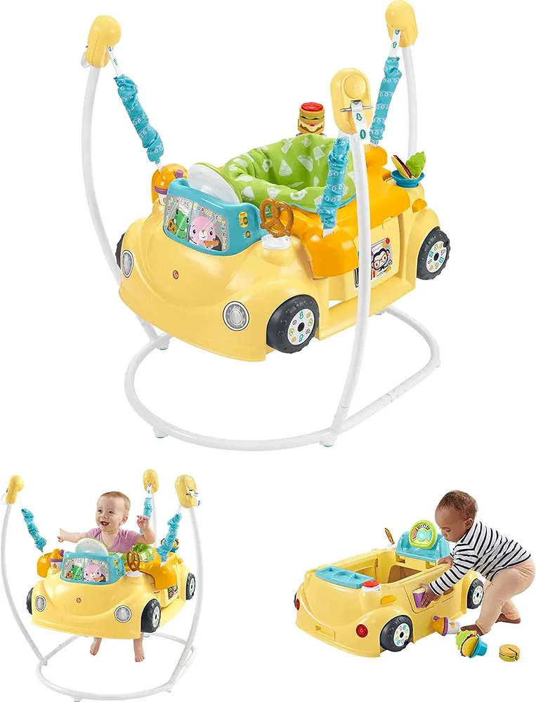 Fisher-Price Baby to Toddler Learning Toy 2-in-1 Servin’ Up Fun Jumperoo Activity Center with Music Lights and Shape Sorting Puzzle Play