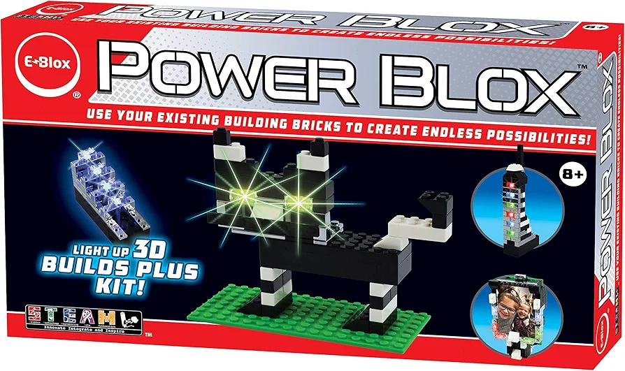 E-Blox Power Blox Builder - Plus Kit 3D LED Light-Up Building Blocks Toys Set for Kids Ages 8+