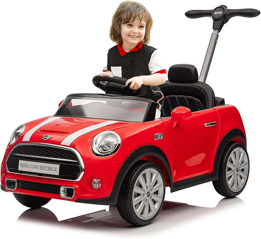 Kids' Push Ride-Ons Push Ride-on Car for Toddlers 1-3, Licensed BMW Mini Toddler Push Car with Adjustable Push Rod/Horn Music/Silent Wheel, Push Car for Baby