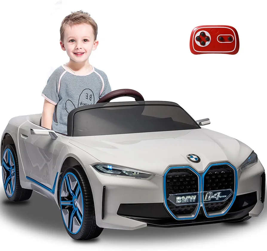 12v Electric Vehicle Car for Kids Ride On Power 4 Wheels Battery Cars with Parent Remote Control BMW Toys Toddler Car for Baby Kids Drive Age 1-8 Year girls boys 2 Speeds Bluetooth MP3(White)