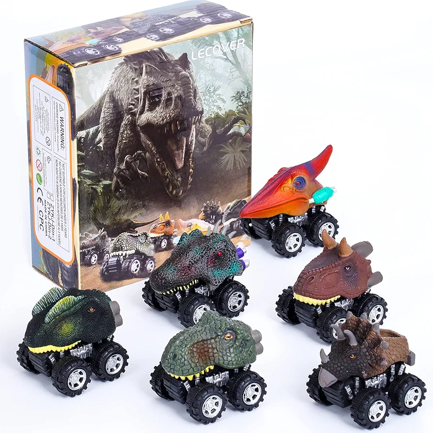 Dinosaur Toys for 3 Year Old Boys Girls, 6 Pack Dino Pull Back Cars Toys for 5 Year Old Toddlers, T-Rex Dinosaur Games Monster Trucks for boys, Christmas Birthday Gifts for Kids Age 3 4 5 6 7 Years