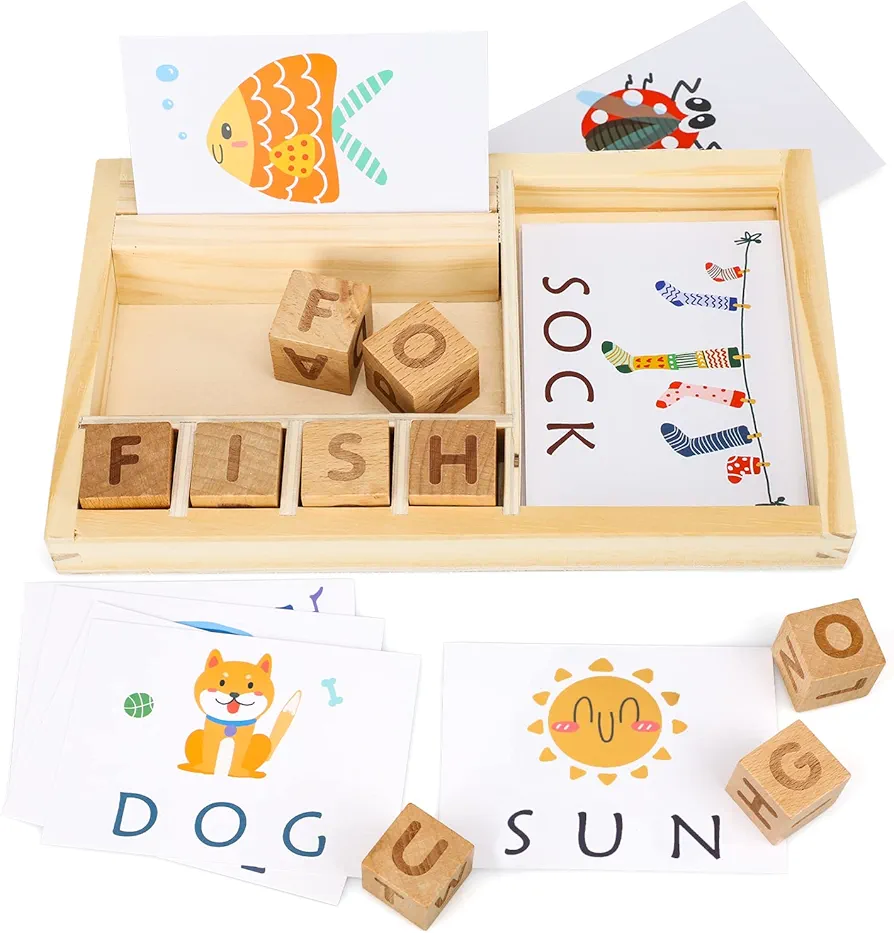 TOY Life Montessori Toys for 3-5 Year Old, Baby Alphabet Sight Words Flash Cards for Toddler, Reading Spelling Games, CVC Words for Kindergarten Preschool Learning & Education Activities Toys for Kids