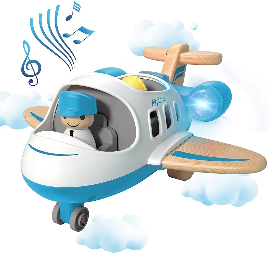 Toy Airplane for Kids, Toys Toddler Planes Toys with Sound and Light, Mini Airliner Toys for Introducing Aeronautical Knowledge, Car Toys for 18 Months, 2 3 4 5 Years Old Boys Gift