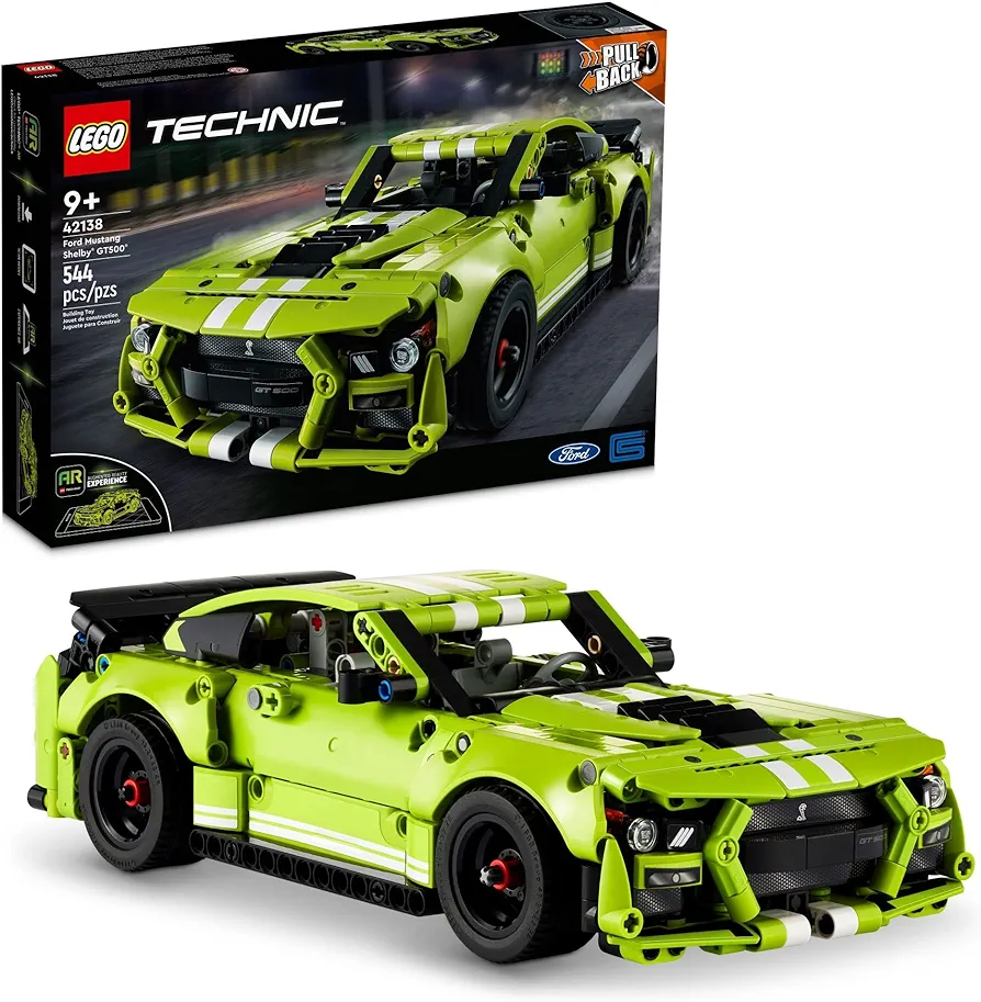 LEGO Technic Ford Mustang Shelby GT500 Building Set 42138 - Pull Back Drag Race Toy Car Model Kit, Featuring AR App for Fast Action Play, Great Gift for Boys, Girls, and Teens Ages 9+