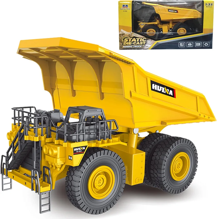 Gemini&Genius Dump Truck Construction Vehicle Toy 1/35 Scale Die-cast Site Dumper Vehicle, Realistic Car Model Toy for Kids and Decoration for House (Heavy Duty Truck)