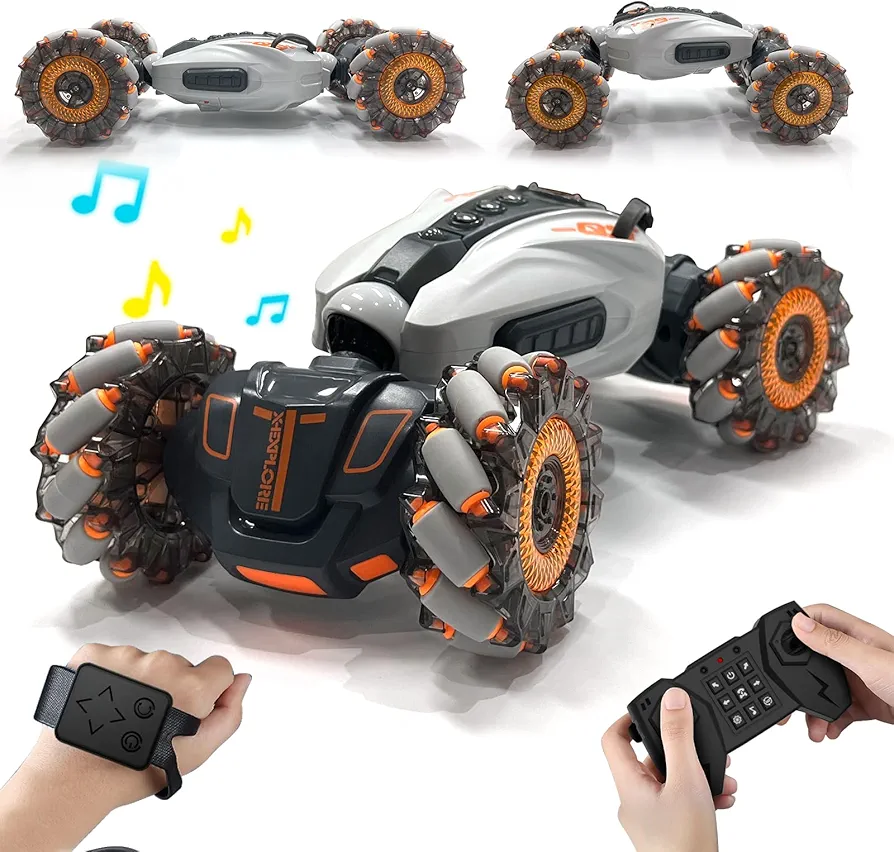 Remote Control Car for Kids, Rc Cars for 4-11 Year Old Boys, Toys car 360 ° Flips Stunt Car Double Sided Rotating 4WD Off Road with Light and Muisc Rechargeable Truck for Boys Girls