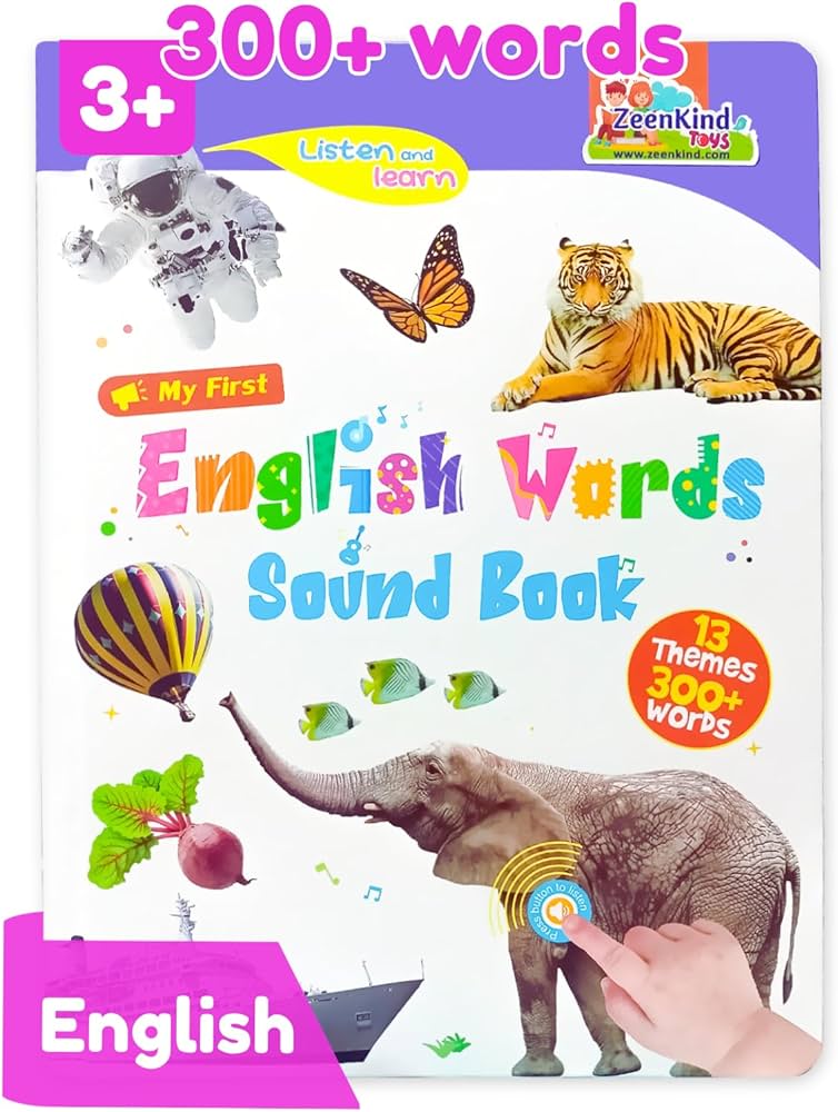 300+ English Words Talking Book for Kids 3+ Years Old, Early Learning Interactive Audio Sound Books for Toddlers & Kids, Spell Speak and Read Electronic Toys, Musical Educational Toy