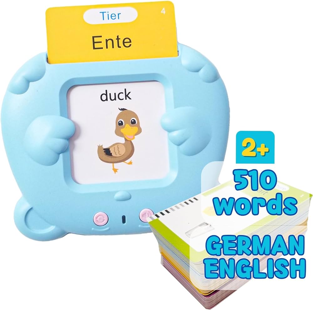 German & English Talking Flash Cards with 510 Sight Words for Toddlers 2 3 4 5 6 Years Old, Learn German for Kids, Audible Pocket Speech Early Learning Bilingual Flashcard Toys, 255 Cards