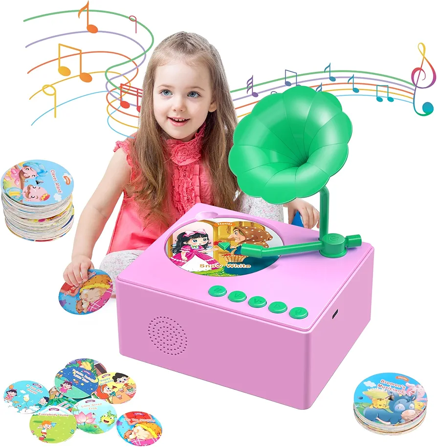 Kids Toys for Toddlers3 4 5,Musical Toys with 96 Cards -Learning Songs & Stories for Toddler-Autistic Children,Musical Toys for Age 3-4-5(Pink)