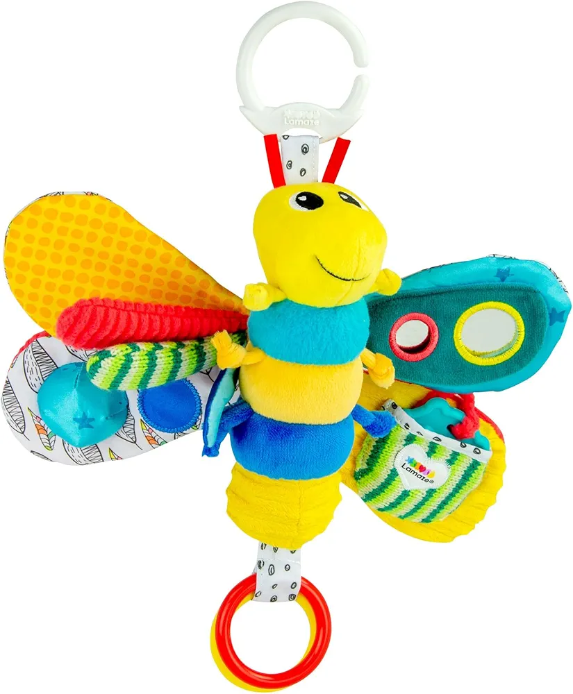 Lamaze Freddie the Firefly Clip On Car Seat and Stroller Toy - Soft Baby Hanging Toys - Baby Crinkle Toys with High Contrast Colors - Baby Travel Toys Ages 0 Months and Up