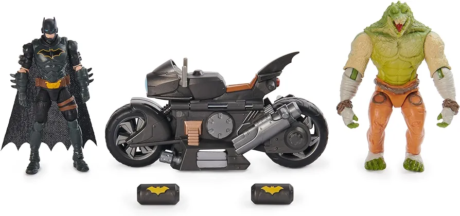 DC Comics, Batman Transforming Batcycle Battle Pack with Exclusive 4-inch Killer Croc and Batman Action Figure, Kids Toys for Boys and Girls Ages 4+