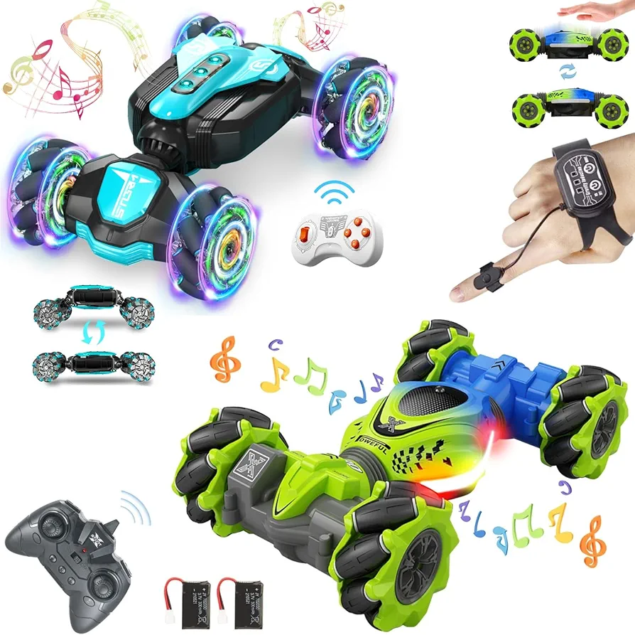 2 Pack Gesture RC Car, 4WD High Speed Drift Stunt Car，2.4Ghz Remote Control Gravity Watch Sensor