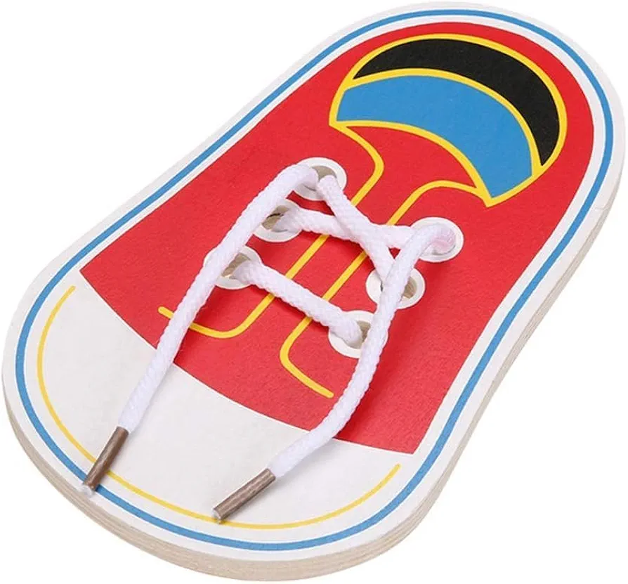 Wooden Learn to Tie Your Own Shoes Threading Lacing Shoes Training Early Learning Kits for Kids Threading Lacing Shoes Training Board Kids Toddler Early Learning Learning and Education