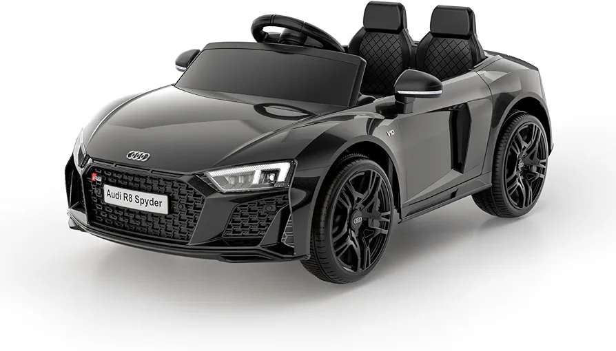 Audi R8 Spyder Children Electric Ride On Car W/Dual Motors 12V Battery Bluetooth Remote Control LED Lights MP3 Player 3-8 Years (Black)