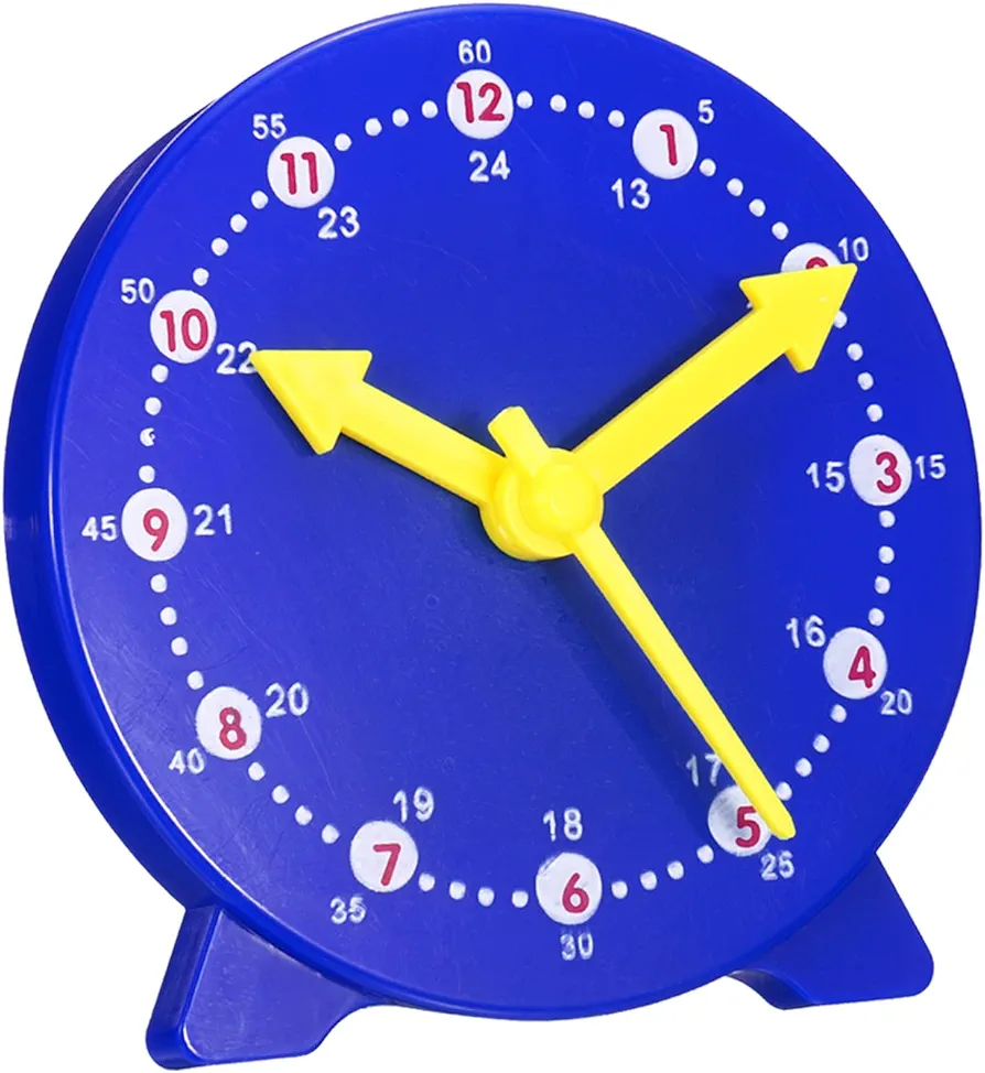 PATIKIL 4 inch Teaching Clock, Learn Clock Learning Tell Time Analog Clock Demonstration Clock 24 Hour 3 Pointers Geared Movement for Classroom Teacher, Blue