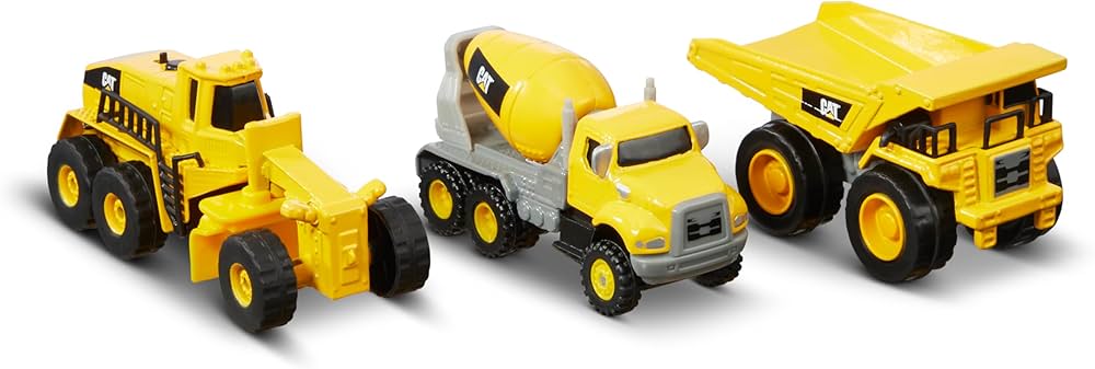 CAT Construction Toys Construction Die Cast Metal 3 Pack Vehicles - Dump Truck/Cement Mixer/Grader for Ages 3+