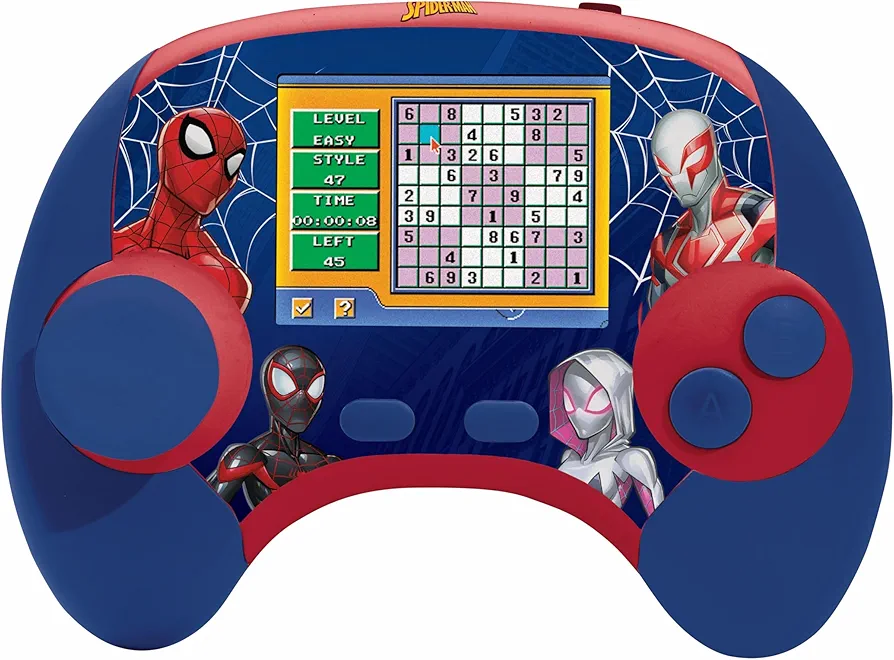 LEXiBOOK - Spidey and His Amazing Friends - Power Console®, Bilingual Spanish/English Educational Game Console with 100 Activities, JCG100SPi2