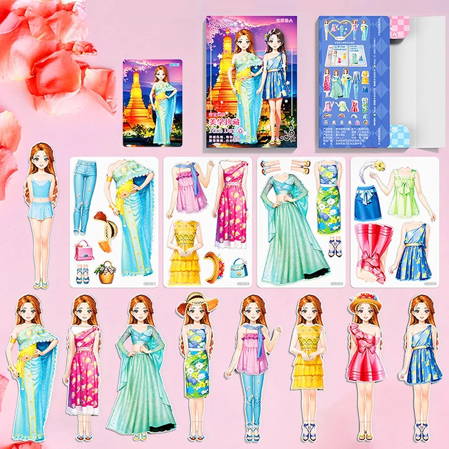 Magnetic Dress Up Paper Doll,Magnet Princess Dress Up Dolls for Girls Ages 4-7 Kids,Travel Activities Road Trip Car Ride Interactive Learning Created Imagine Set Birthday Gift