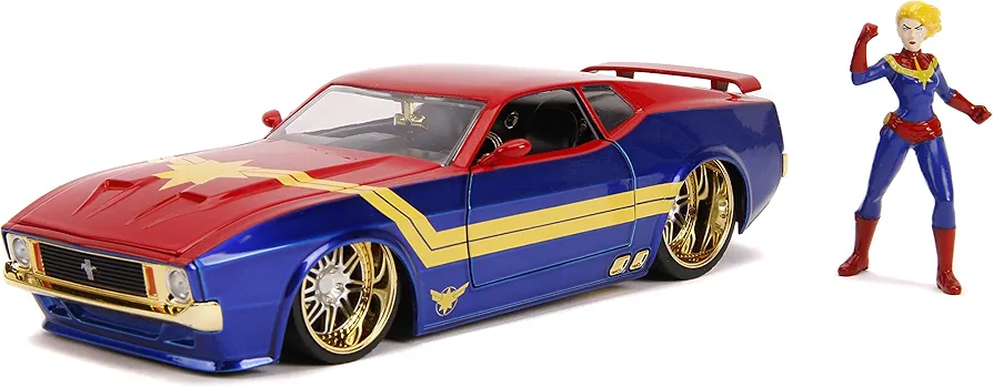 Jada 1:24 Diecast 1973 Ford Mustang Mach 1 with Captain Marvel Figure