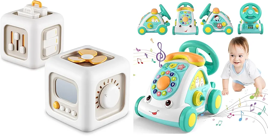 6 in 1 Busy Activity Cube + Musical Phone Car for Babies & Toddlers