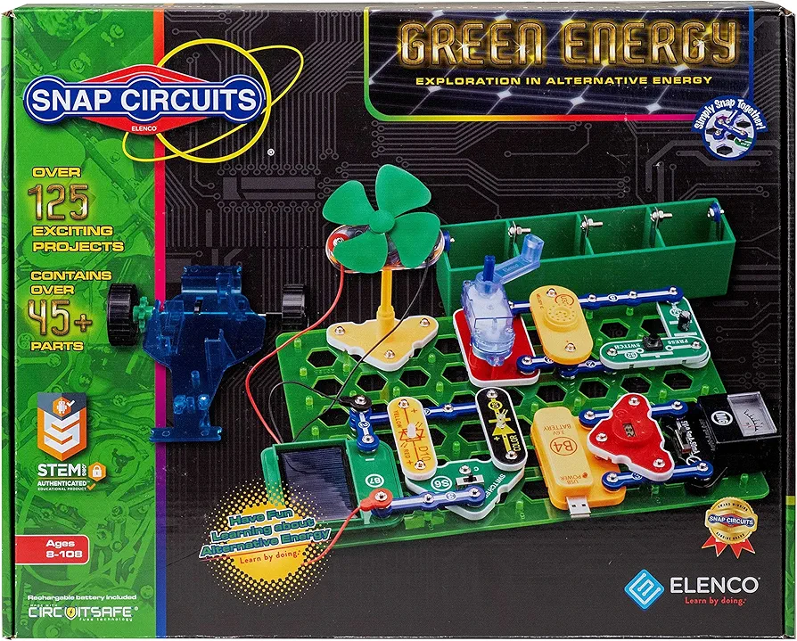 Snap Circuits Green Energy Electronics Exploration Kit | Over 125 Exciting STEM Projects | Full Color Project Manual | 45+ Snap Circuits Parts | STEM Educational Toys for Kids 8+