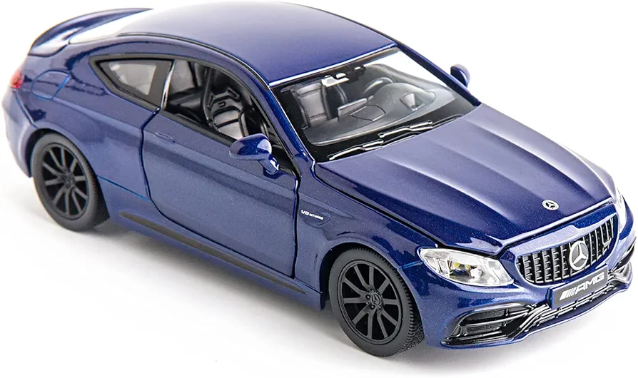 Compatible for 1:32 Mercedes C63 AMG Model Car, Diecasting Alloy Pull Back Toy Car with Sound and Light Toy for Girls and Boys Kids Toys Blue