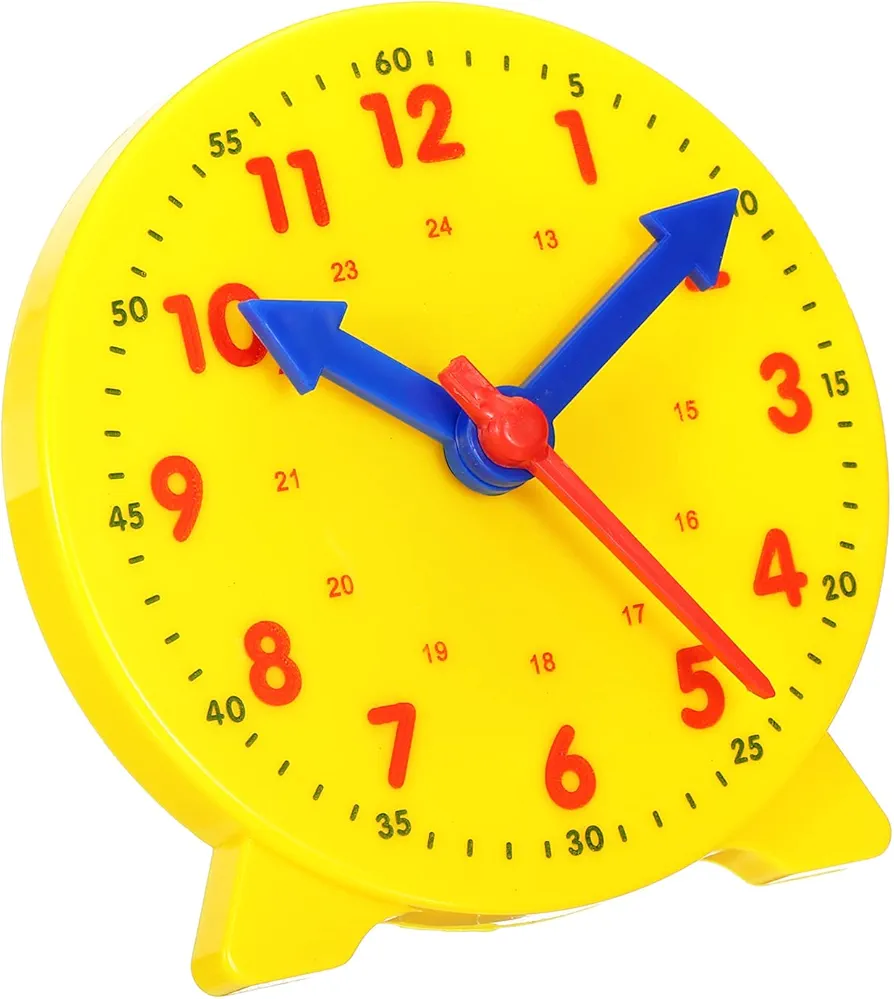 PATIKIL 4 inch Teaching Clock, Learn Clock Learning Tell Time Analog Clock Demonstration Clock 24 Hour 3 Pointers Geared Movement for Classroom Teacher, Yellow