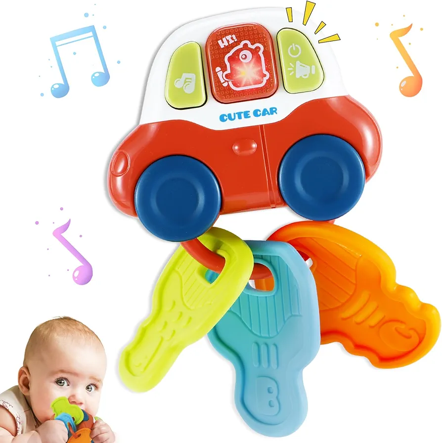 Baby Sensory Learning Montessori Toys with Sounds, Infant Toddlers Travel Activities Musical Teething Toys for Babies 0 3 6 9 12 18 Months, Newborn Birthday Gifts for 1 2 Year Old Boys Girls