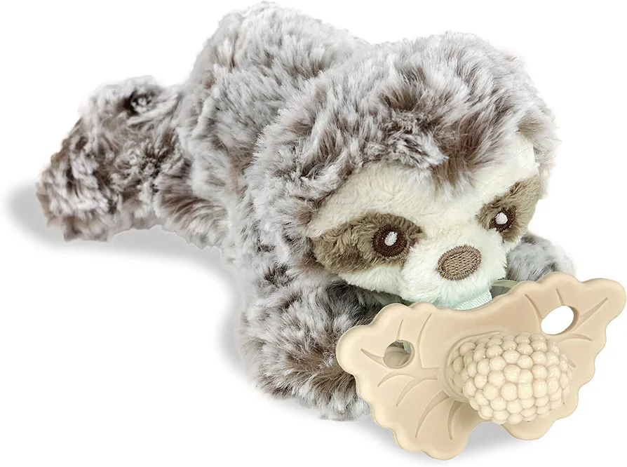 RaZbaby RaZbuddy RaZberry Teether/Pacifier Holder w/Removable Baby Teether Toy - 0M+ - Bpa Free (Sloth)