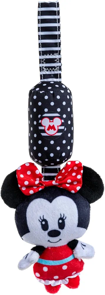 KIDS PREFERRED Disney Baby Minnie Mouse High Contrast Crinkle Plush, Boys and Girls Ages 0+, Stroller On The Go Activity Toy, Travel Chime Toy (81249)