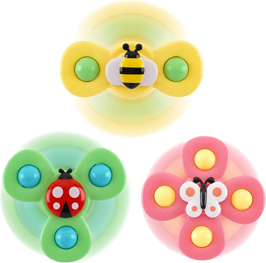 Suction Cup Spinner Toy for Baby 12-18Months,Fidget Spinners/Car Window Spinners/Bath Toys for Toddlers 1-3, Boys and Girls 1st Birthday Sensory Toys Gifts