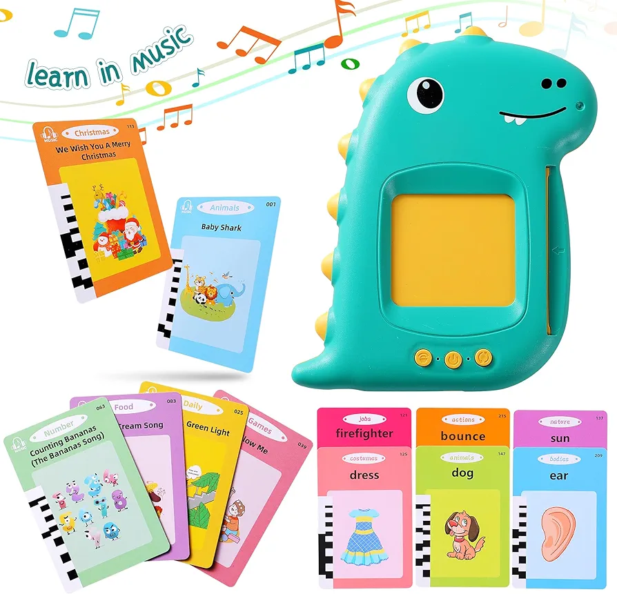 Toddler Toys-Singing Talking Flash Cards for 1 2 3 4 5 Year Old Boys and Girls,Speech Therapy Materials&Autism Sensory Toys,Montessori Card Early Education Device 120 Songs+102 Sight Words Kids Gifts