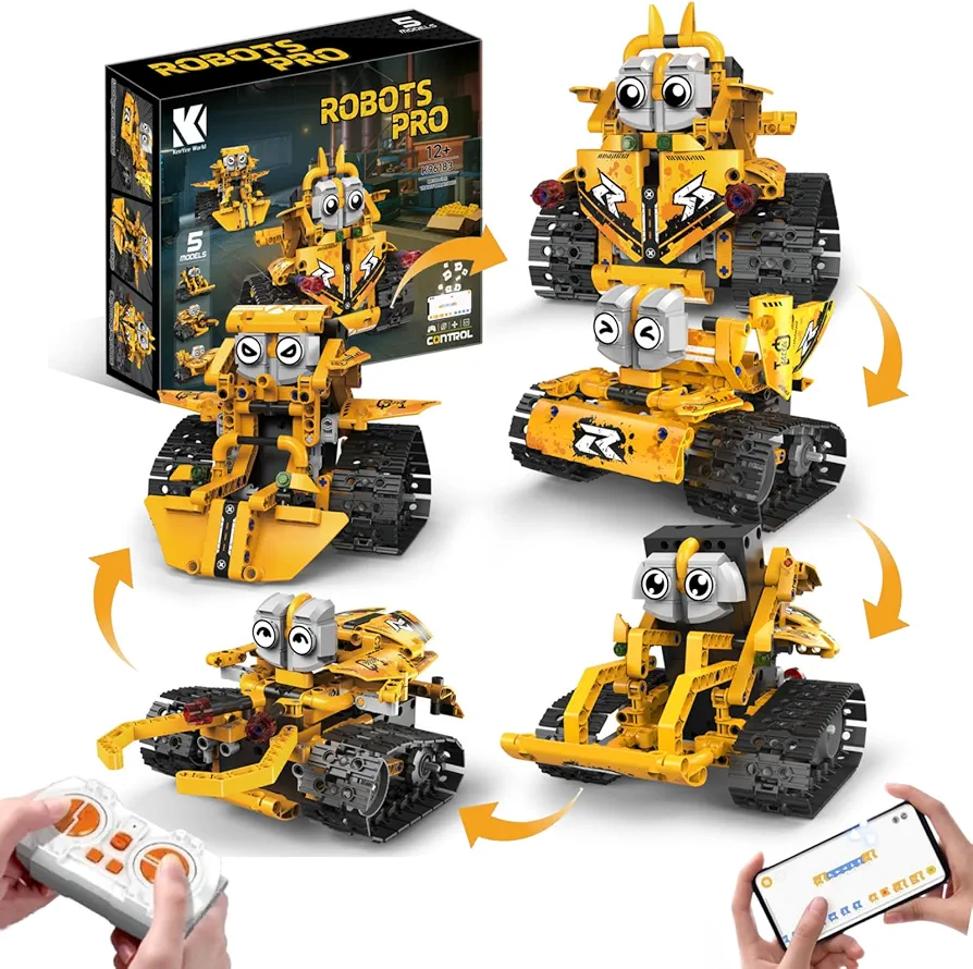 STEM Building Toys, 5 in 1 Remote & APP Control Car Building Blocks Set, Science Kits Creative Gifts for Boys Girls 8-16 (269 Pieces)