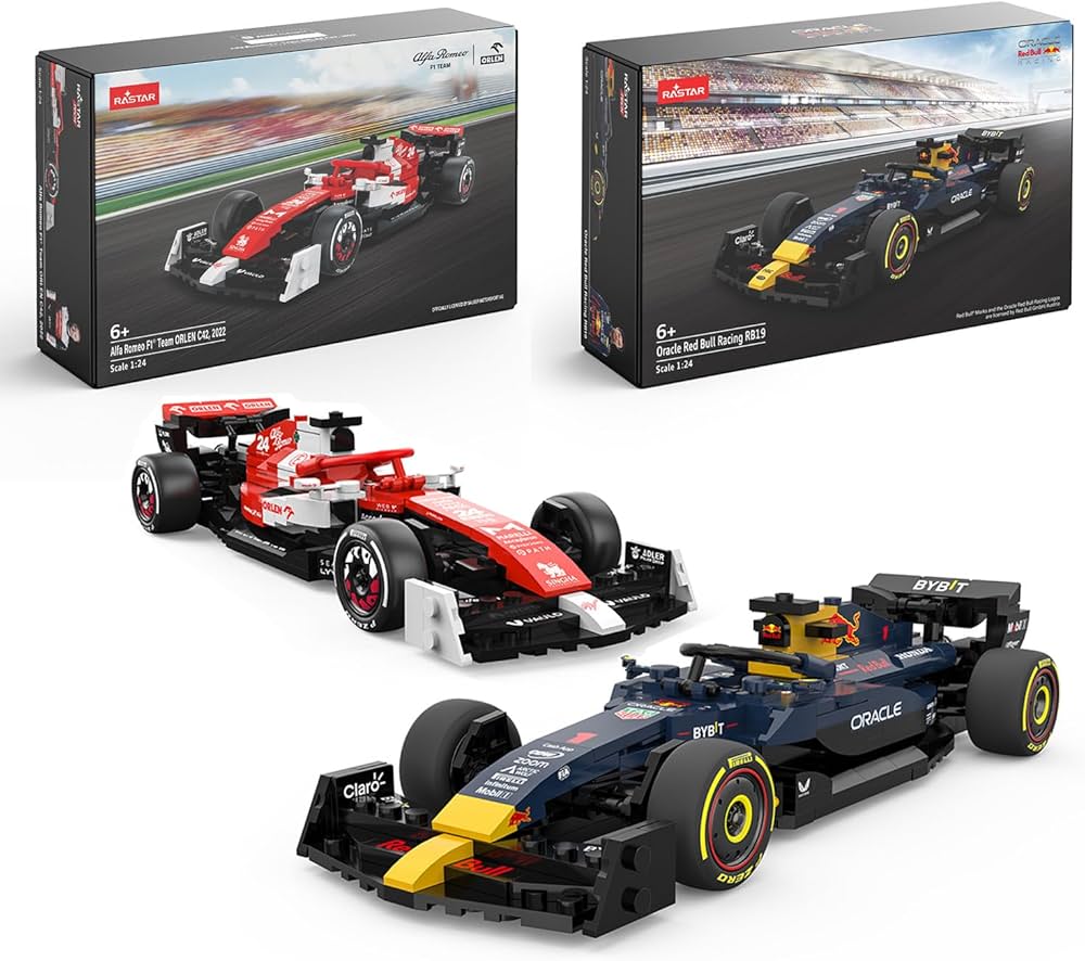 1:24 Oracle Red Bull F1 RB19 Race Car Model Building Kit with 333 Pcs Bricks, 1:24 Alfa Remeo F1 C42 Race Car Model Building Kit with 340 Pcs Bricks, Brithday Gift for Boys, Girls, and Teens Ages 6+