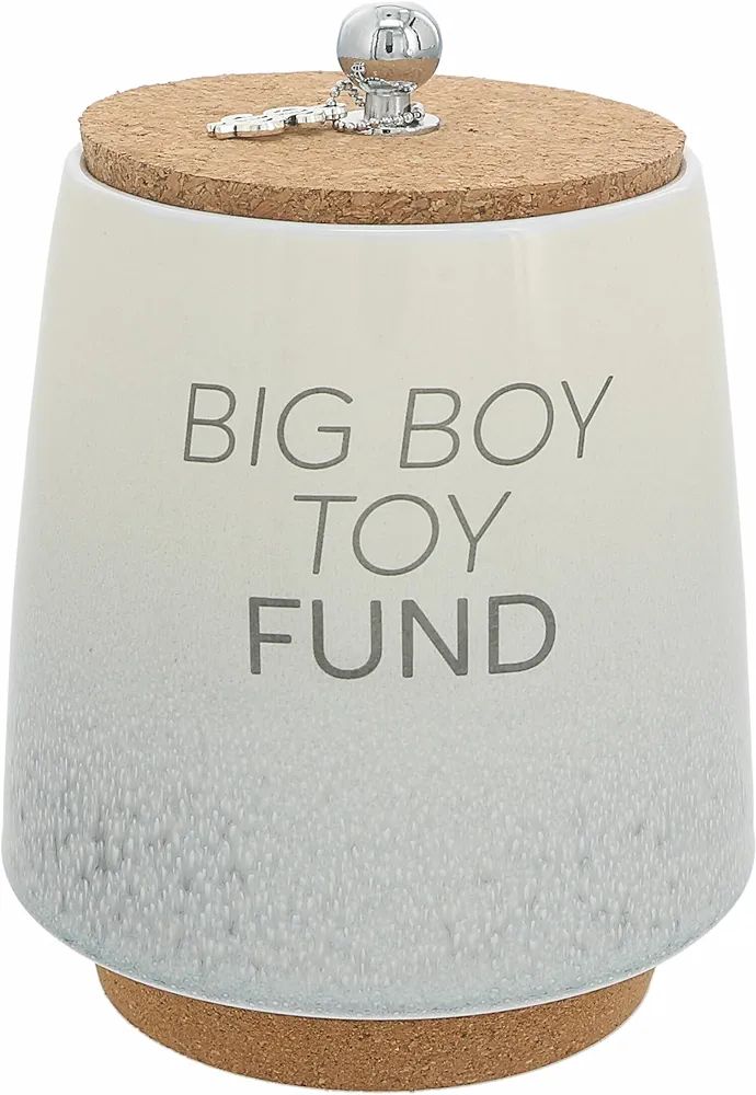 Pavilion - Big Boy Toy Fund 6.5-inch Unique Ceramic Piggy Bank Savings Bank Money Jar with Cork Base and Cork Lid, Ombre Gray