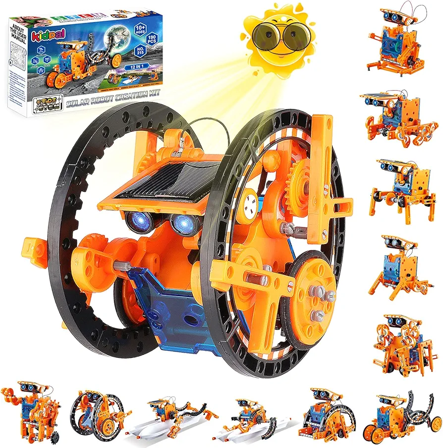 12-in-1 STEM Solar Powered Robot Toys, STEM Projects for Kids Ages 8-12 and Older, DIY Science Education Creation Building Kits, Gift Ideas Engineering Toy for Teen 8 9 10 11 12 Years Old Boys Girls