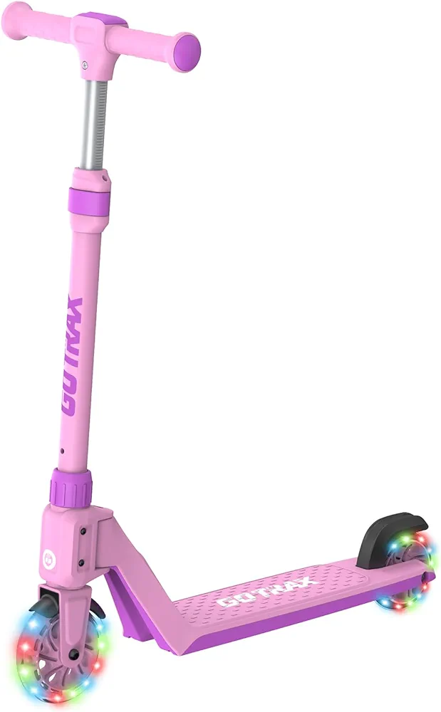 Gotrax K03 Kick Scooter for Kids, 5" LED RGB Lighted Wheels, 4.6 lbs Lightweight and One-Click Detachable Design, Height Adjustable Handbar, Anti-Slip Deck and Max Load 110 Lbs for Boy&Girl Age 3+