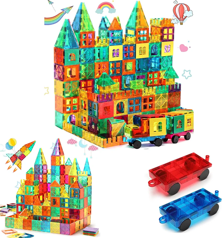 Magnetic Tiles 100PCS+64PCS+2 Cars