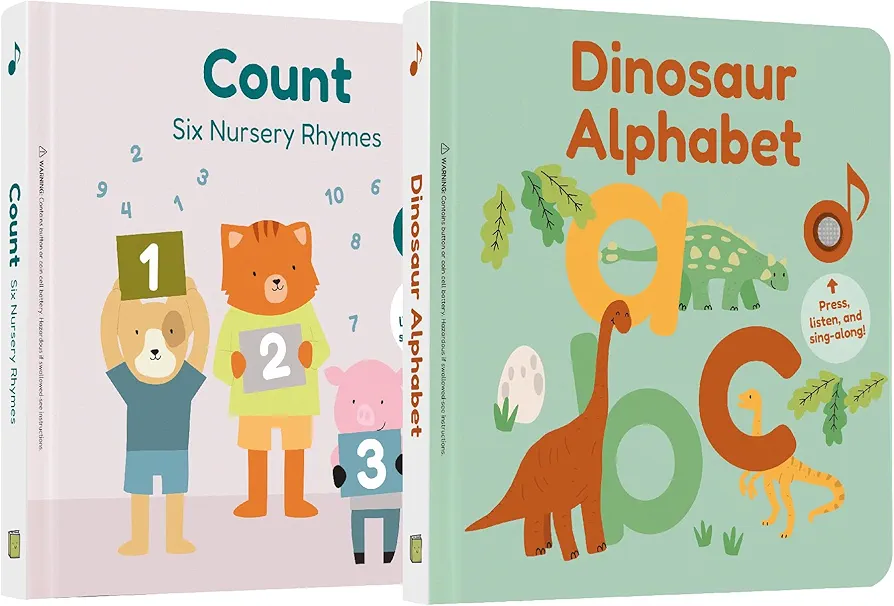 Back to School Toddler Learning Bundle: Count with Nursery Rhymes & Dino ABC Sound Book - Perfect for Preschoolers!