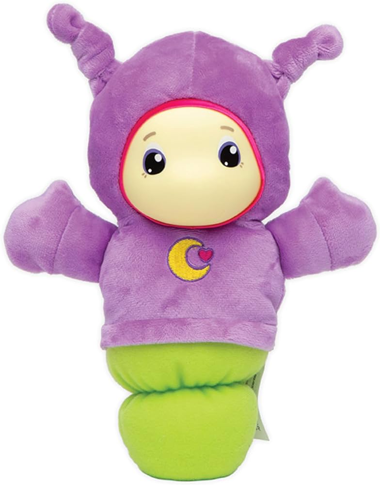 Playskool Lullaby Gloworm - Baby and Infant Toys 0-6 months Soft Cuddly Stuffed Toy Plays Soothing Calming Lullabies For Sleep With Gentle Glow in Purple