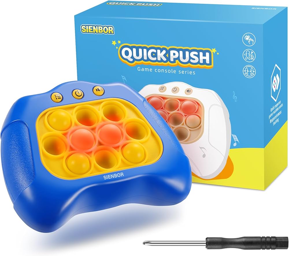 Quick Push Game Console ,4 Modes Games, A Toy Game Machine That Exercises Reaction Ability and Improves Concentration |Teens Boys & Girls Ages 3-12 Years Old & Up (Blue)