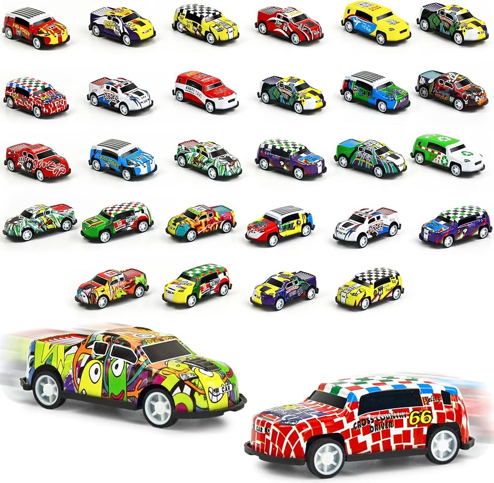 Vileafy 30 Mini Toys Car for Kids Ages 3-5 Years Old, Bulk Mini Cars for Birthday Party Favors, Treasure Box Toy for Classroom, Students Prizes, and Pinata Fillers