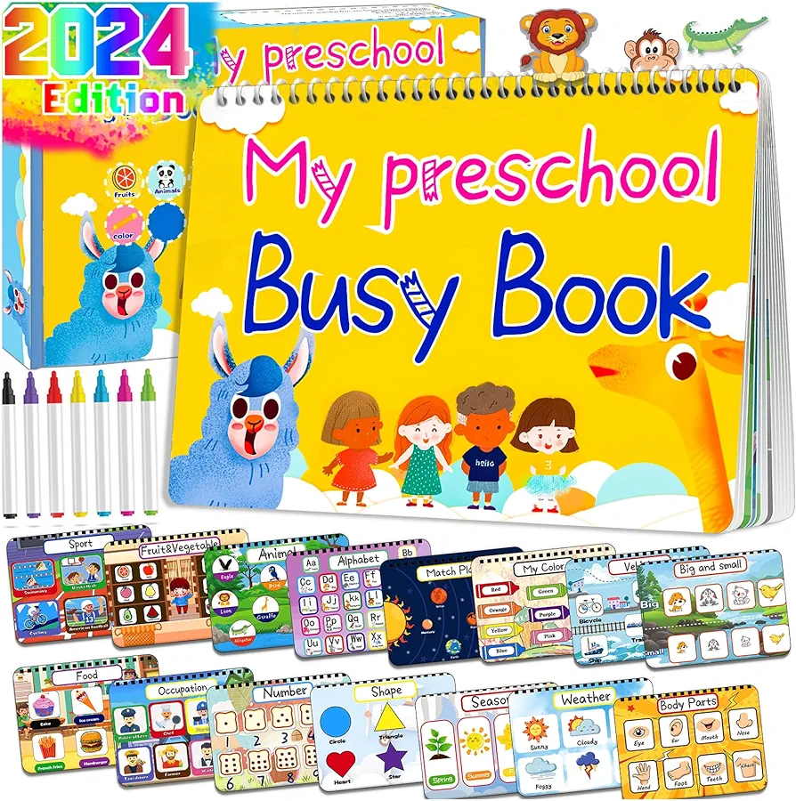 Toddler Busy Book, Newest Version Autism Toys for Kids, Preschool Activity Binder for Autism & Special Needs, Drawing/Educational Book for Home School Learning