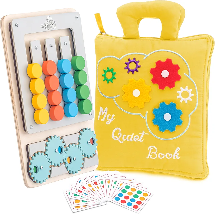 Learn and Play Bundle for Little Ones: Montessori Busy Book & Color Matching Puzzle Board