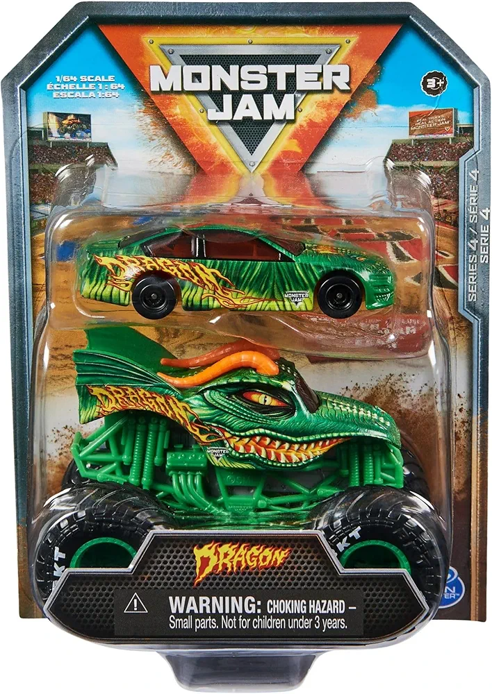 Monster Jam Dragon Monster Truck and Race Car 1:64Scale