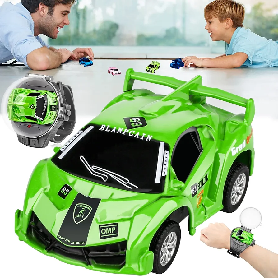 Watch Remote Control Car Toy, Upgraded 2.4GHz Mini Wrist Remote Control Car for Kids, TikTok Cartoon RC Watch Racing Car, USB Charging RC Car for Boys Girls Birthday,Green