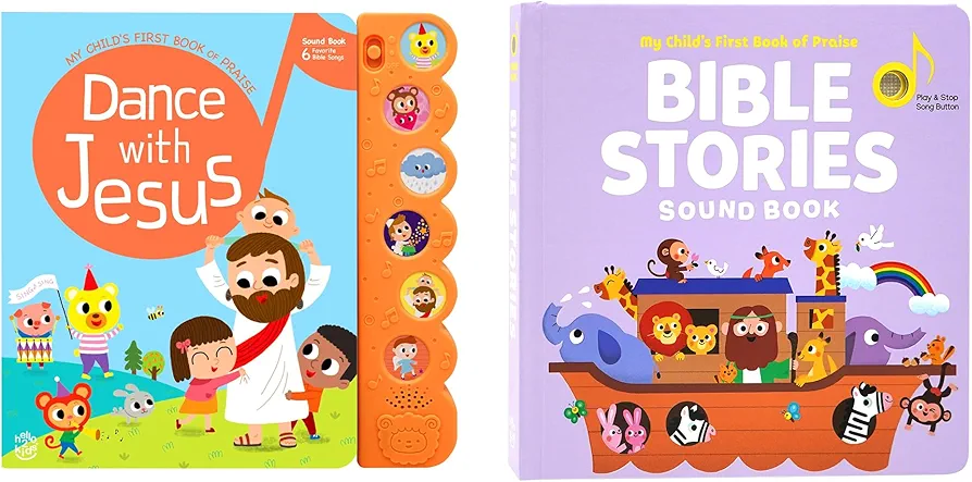 Dance with Jesus and Bible Stories - Bundle of 2 Books - Christian Sound Books for Toddlers 1-3 | Six Bible Songs & Illustrations in Each Book, Musical Toys for Kids - Baptism Gifts for Toddlers