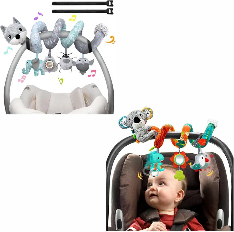 Musical Car Seat Toys Newborn Toys & Dinosaur Carseat Toys for Infants, Baby Toys 0-3 Months Stroller Toys, Baby Toys 0-3 Months Stroller Toys for 0 3 6 9 12 Boys Girls